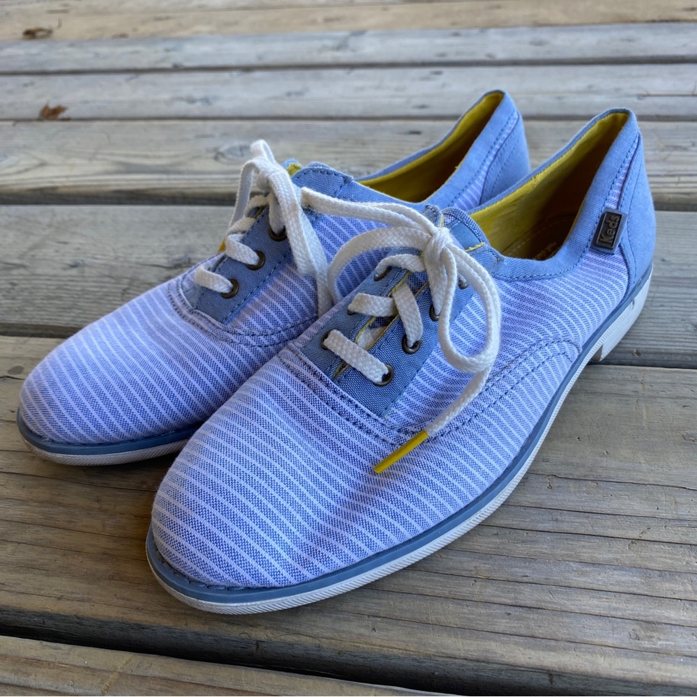 Keds Striped Blue & White Loafers - Picture 1 of 10